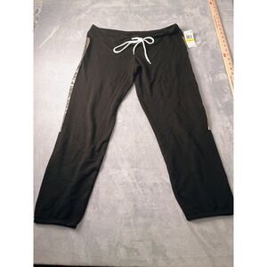 Monrow Jogger Pants Womens Medium Black French Terry Metallic Side Stripe Lounge
